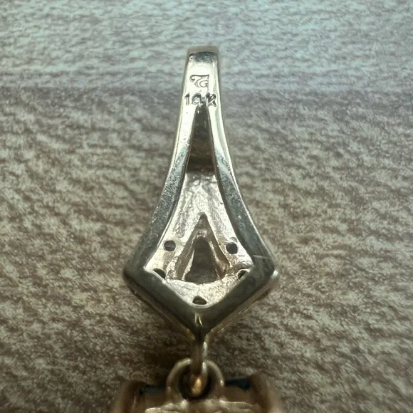 14K Gold Parti-Colored Blue/Violet/Teal Topaz and Diamond Pendant - Picture 4 of 4